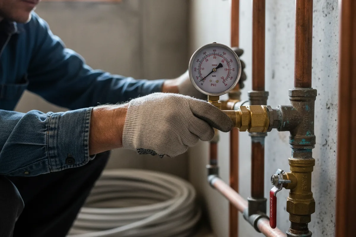 Pressure testing a repaired line during Water Line Repair in Duck River
